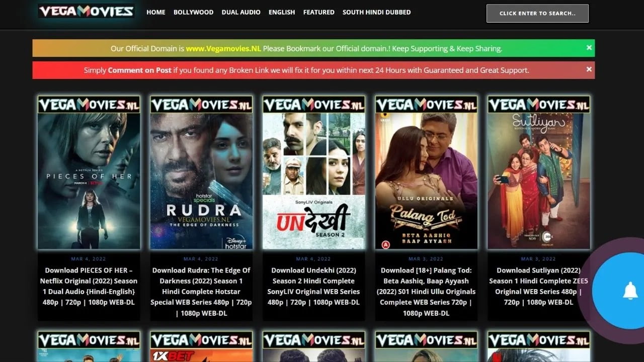 Vegamovie.nl (2022): Download 300MB Movies, 480p Movies, 720p, 1080hd