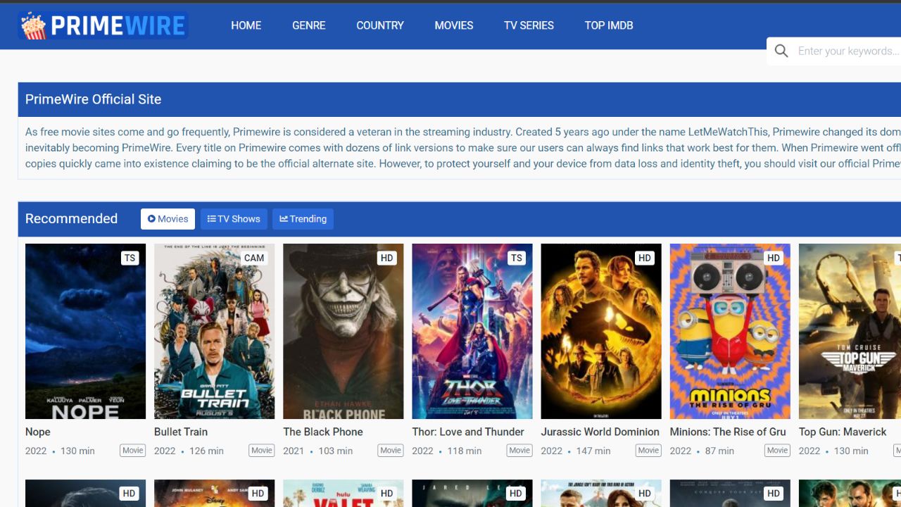 PrimeWire 2022: Free Online Movies, TV Series, and Online Shows Streaming Site