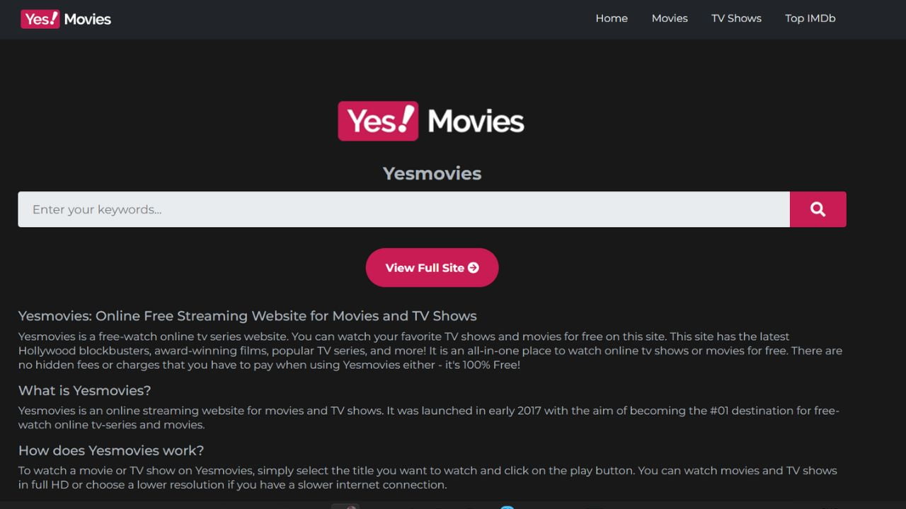 Yesmovies Online Free Streaming Website for Movies and TV Shows